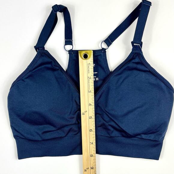 Quince Pumping Nursing Sports Bra Women's Size S Blue Wireless Padded Comfort - Picture 8 of 9